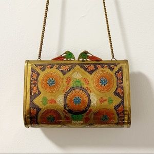 Vintage Boho Gold Brass and Copper Clutch Purse